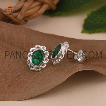 Oval Sterling Silver Stud Daily Wear Floral Earring