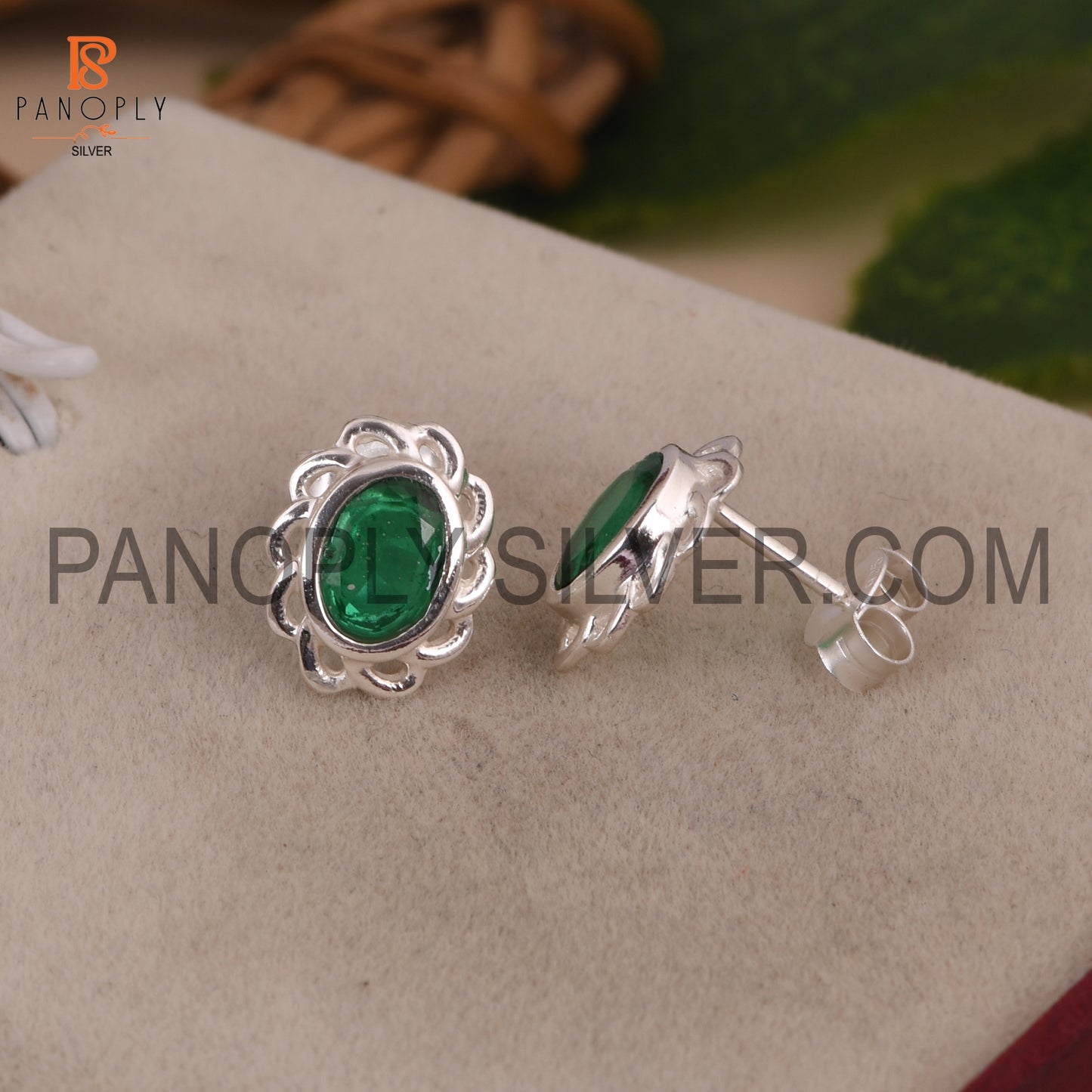 Oval Sterling Silver Stud Daily Wear Floral Earring