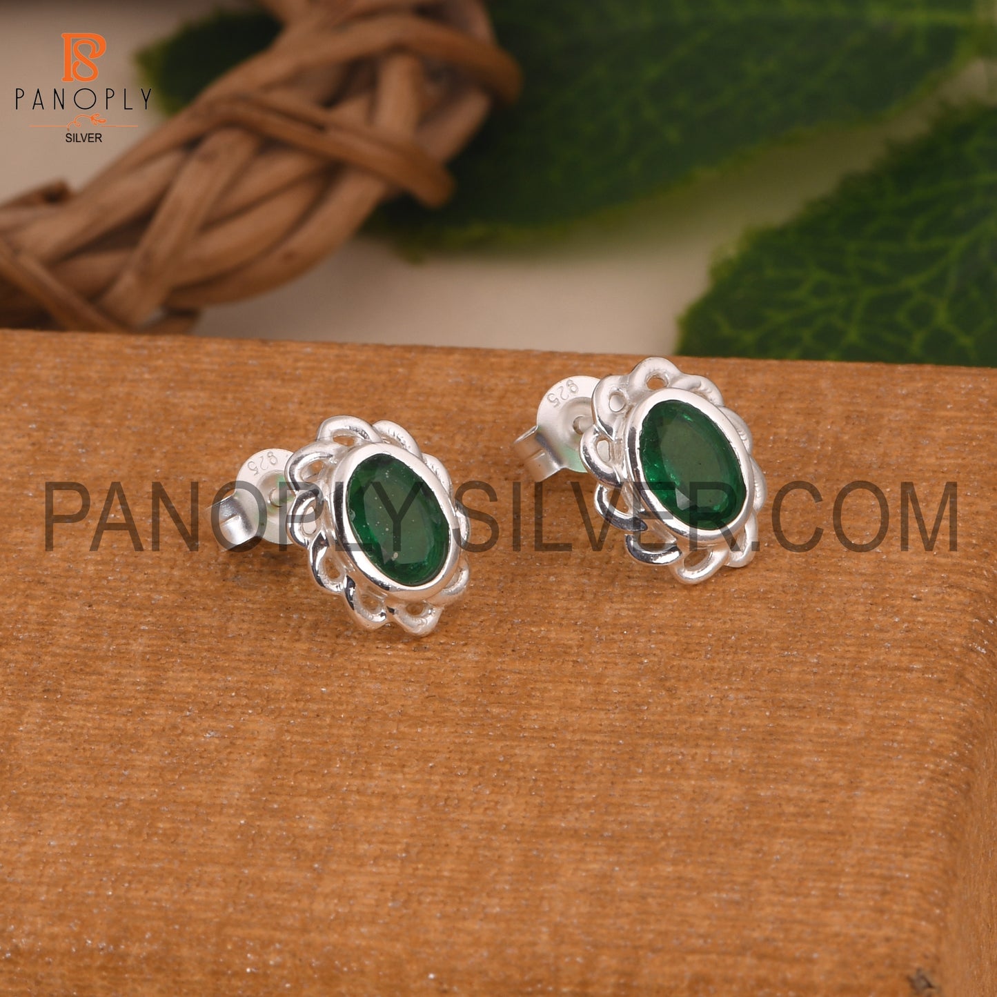 Oval Sterling Silver Stud Daily Wear Floral Earring