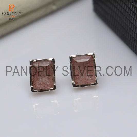 925 Quality Silver Baguette Shape Gem Stud Gift For Women's