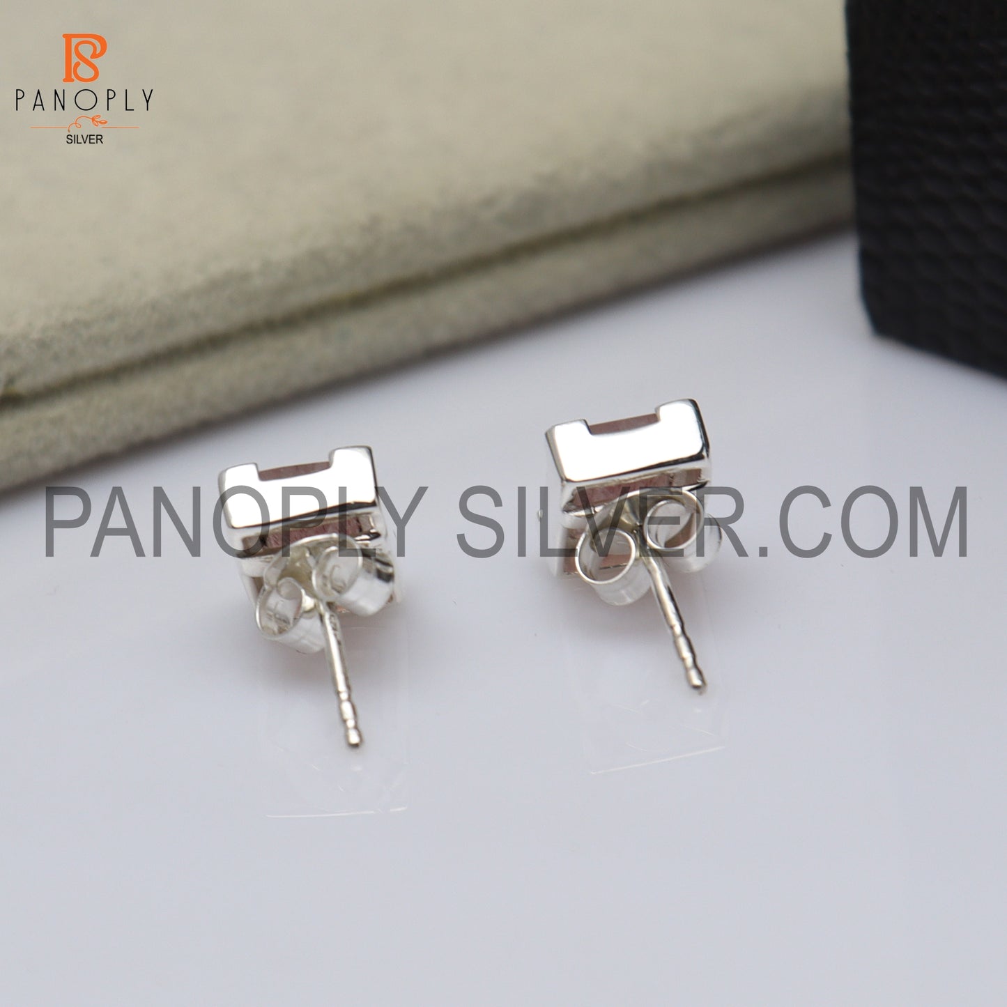 925 Quality Silver Baguette Shape Gem Stud Gift For Women's