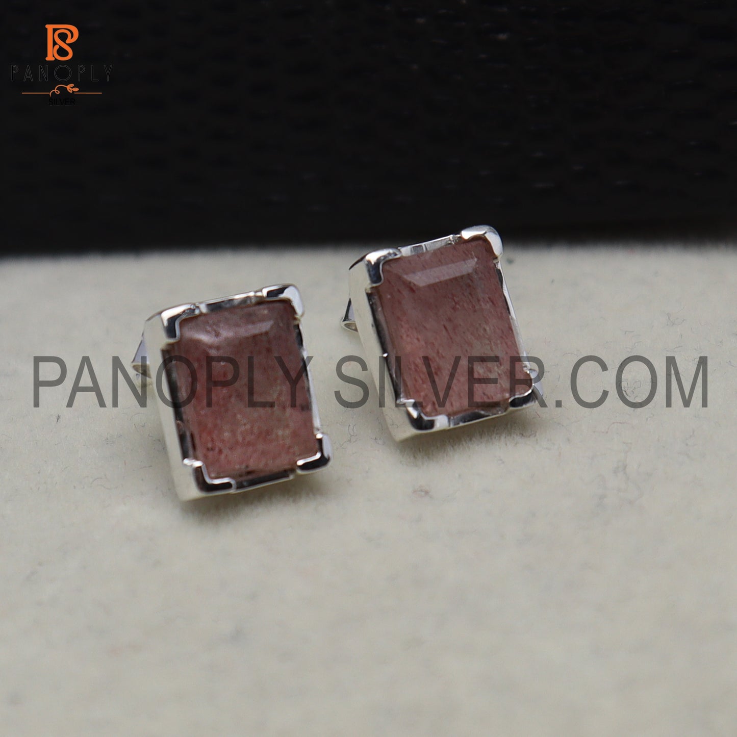 925 Quality Silver Baguette Shape Gem Stud Gift For Women's
