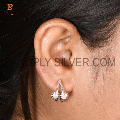 Rainbow moonstone & Cz Sun Hoop Earrings