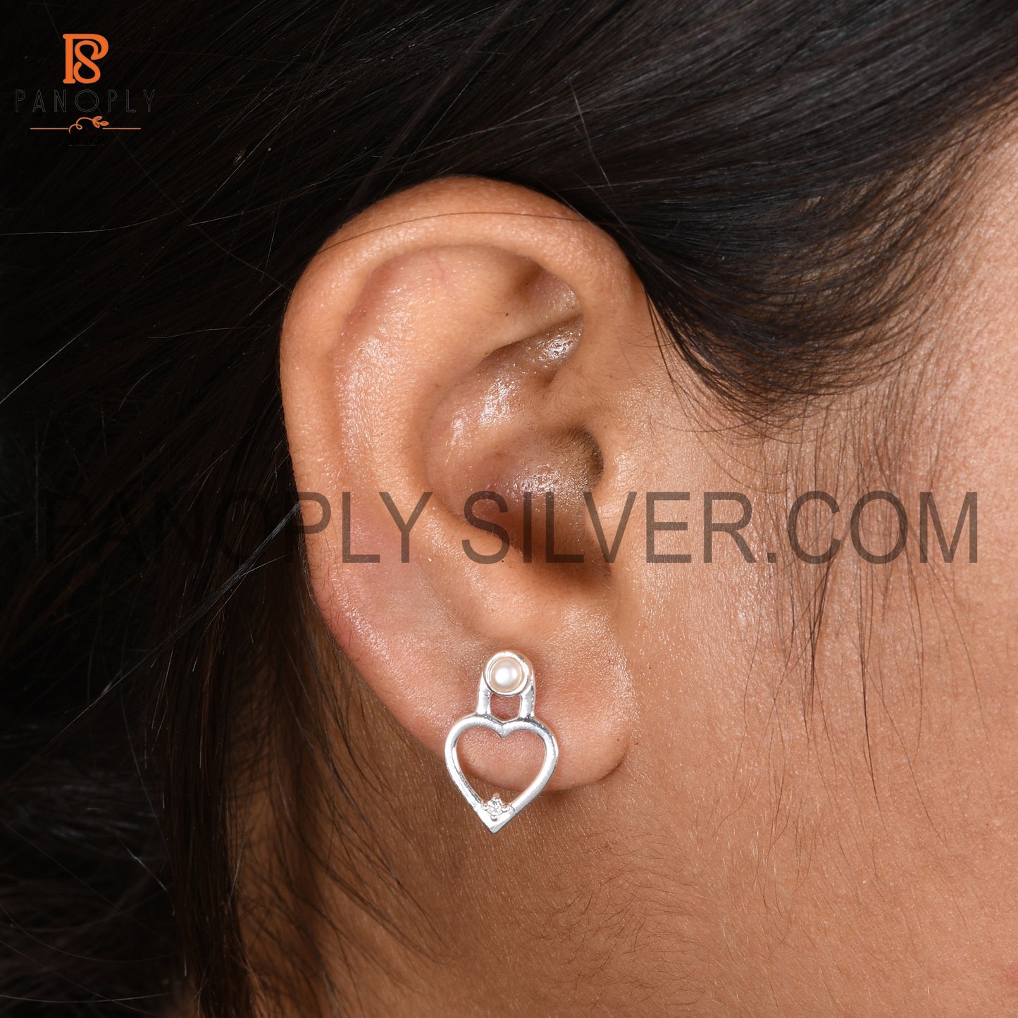 Heart Shape Pearl Silver Earring For Love