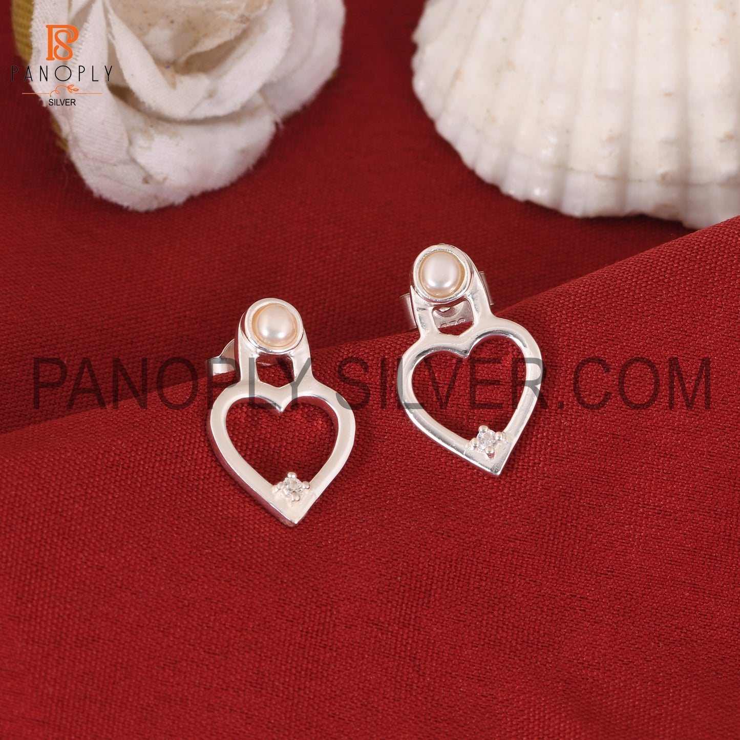 Heart Shape Pearl Silver Earring For Love