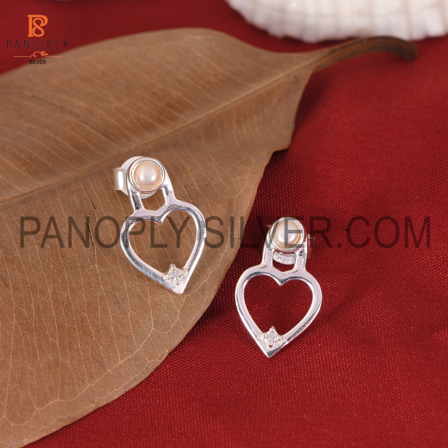 Heart Shape Pearl Silver Earring For Love