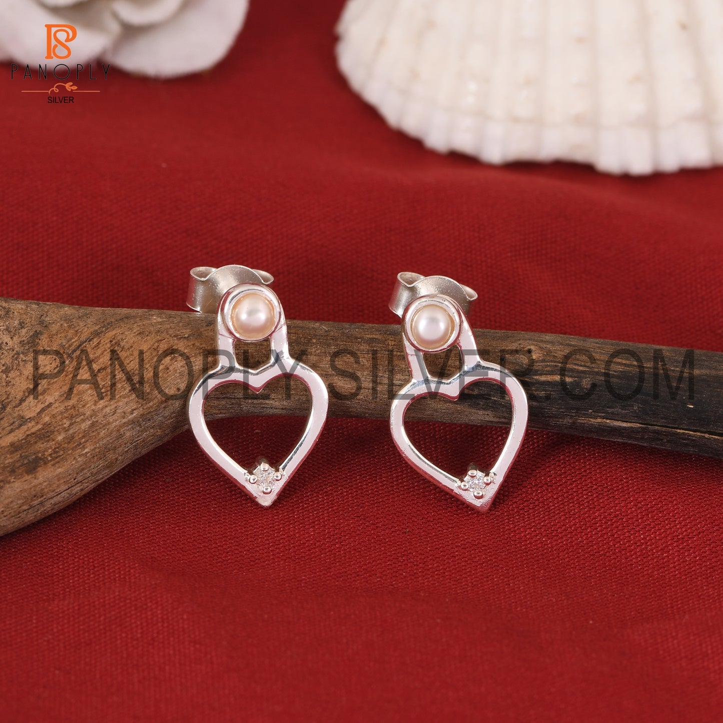 Heart Shape Pearl Silver Earring For Love