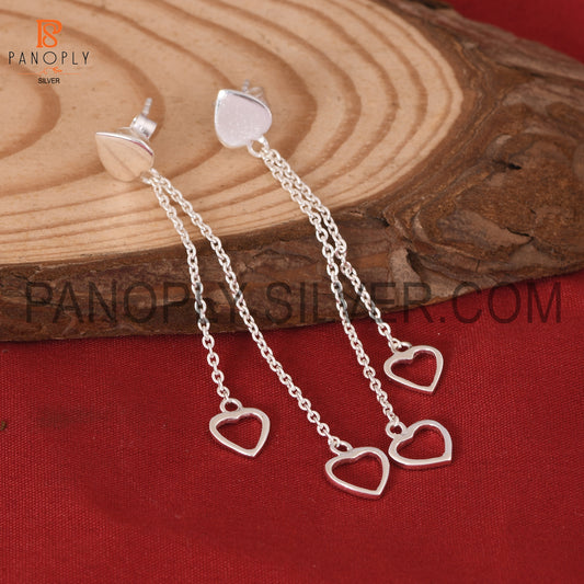 Beautiful 925 Silver Charm Heart Hanging Dangle Earrings