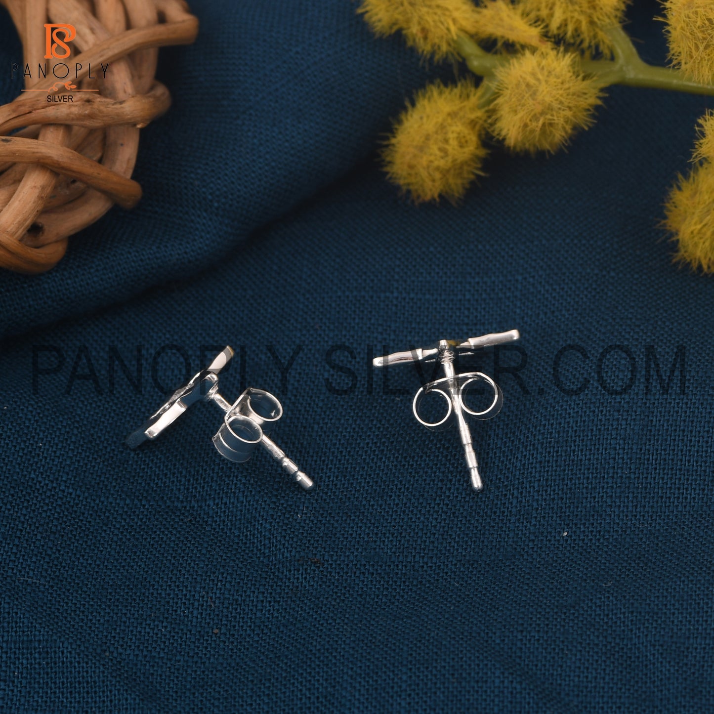 925 Silver Hammered Star Stud Earrings For Women