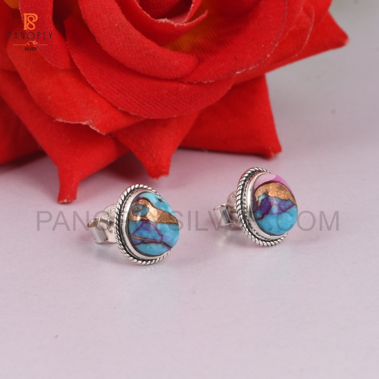 Mojave Purple Oyster Turquoise 925 Silver Earrings