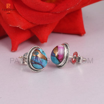 Mojave Purple Oyster Turquoise 925 Silver Earrings