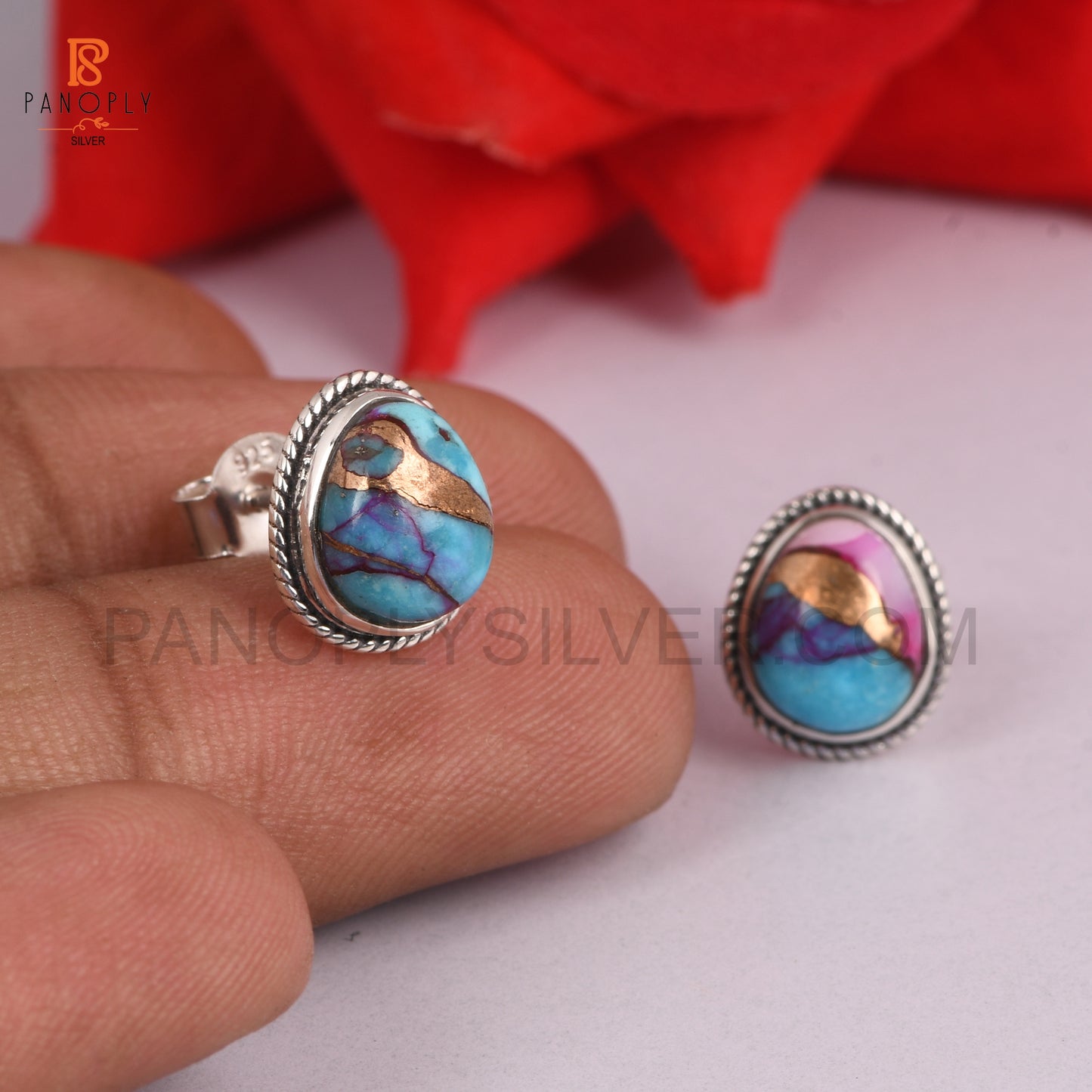 Mojave Purple Oyster Turquoise 925 Silver Earrings