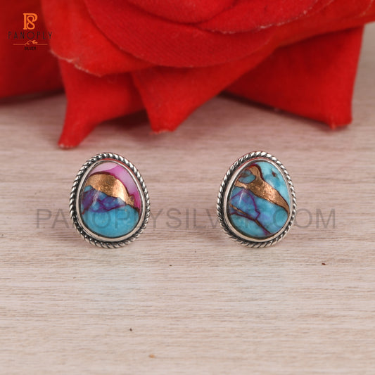 Mojave Purple Oyster Turquoise 925 Silver Earrings