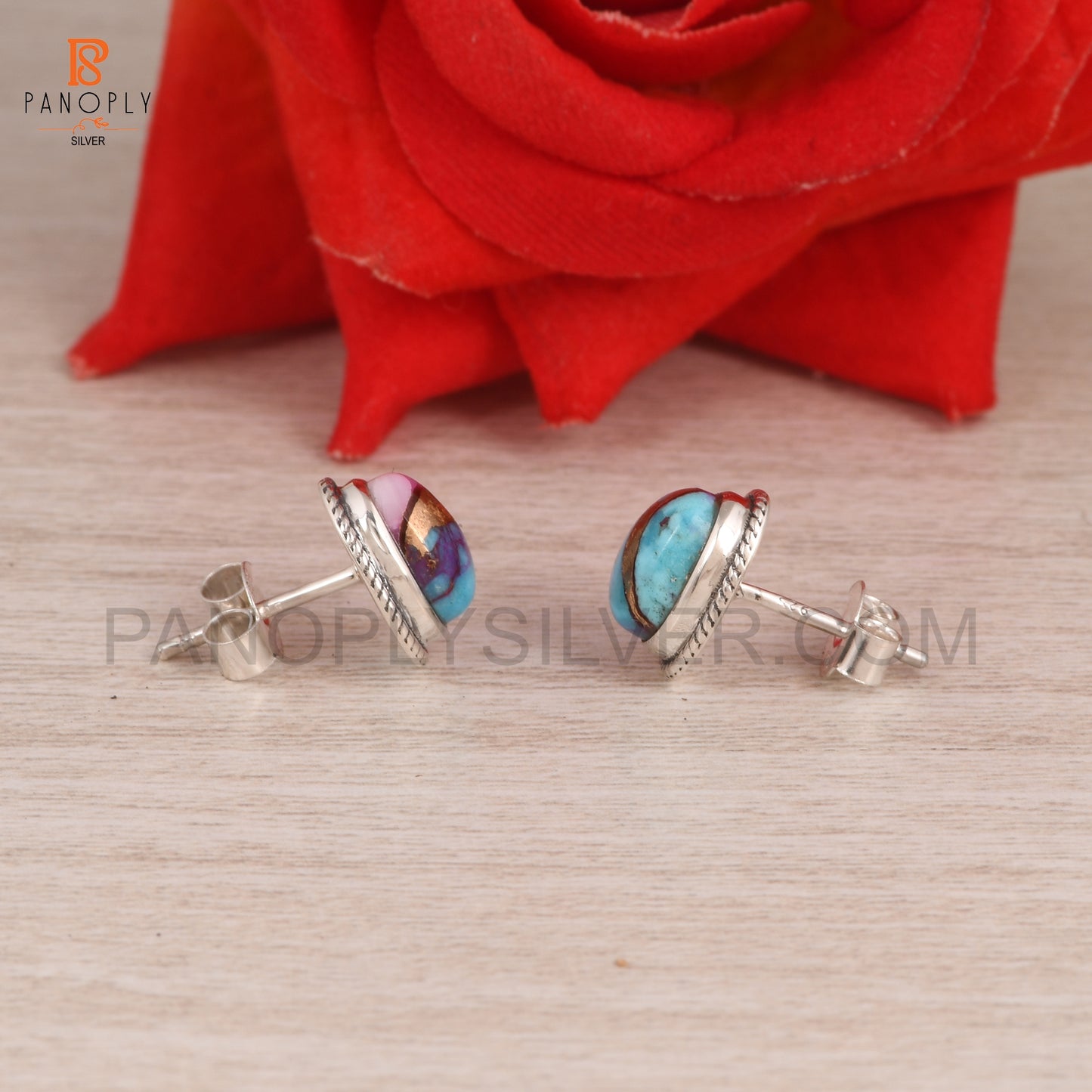 Mojave Purple Oyster Turquoise 925 Silver Earrings