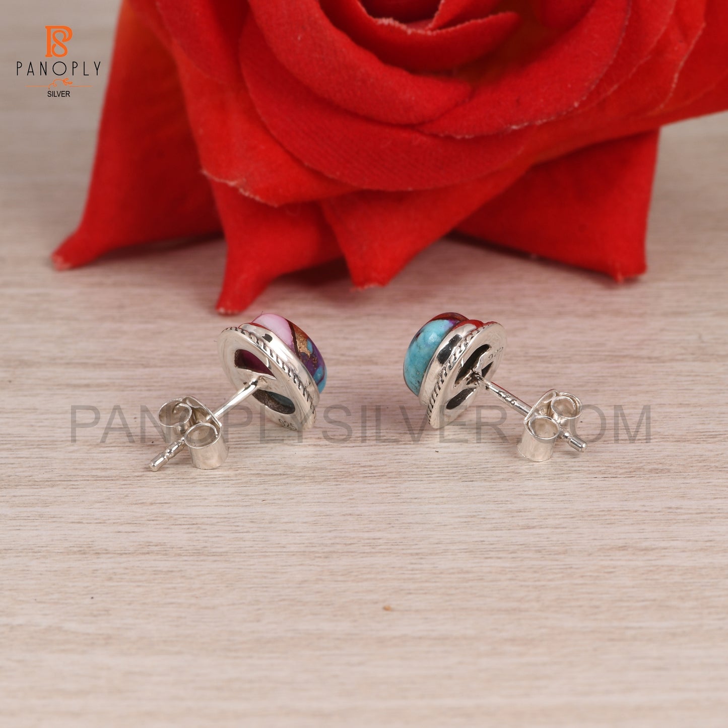 Mojave Purple Oyster Turquoise 925 Silver Earrings