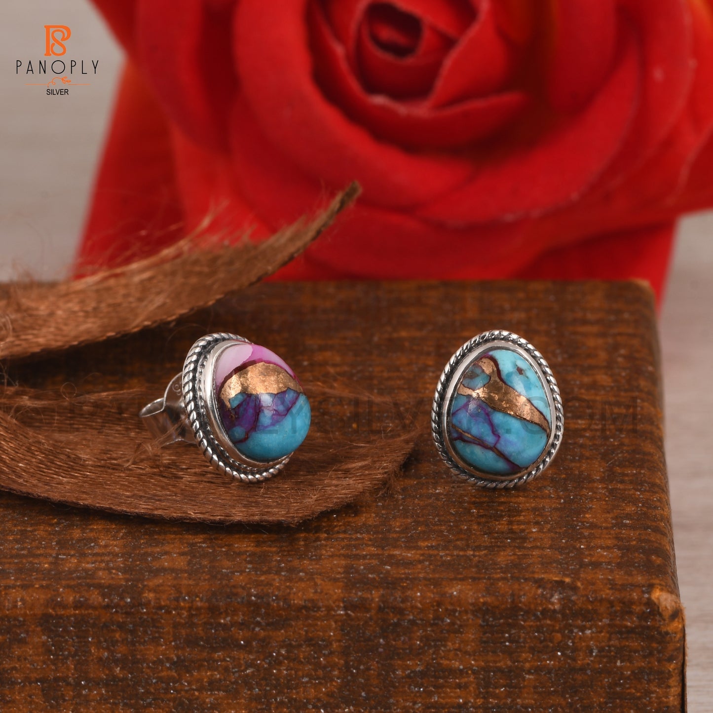 Mojave Purple Oyster Turquoise 925 Silver Earrings