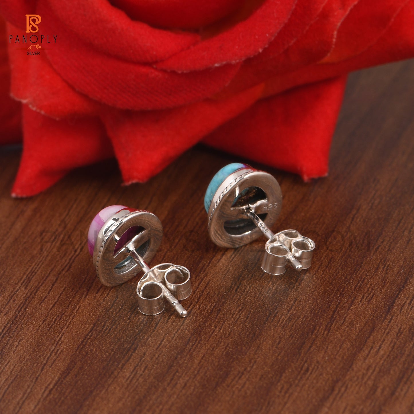 Mojave Purple Oyster Turquoise 925 Silver Earrings