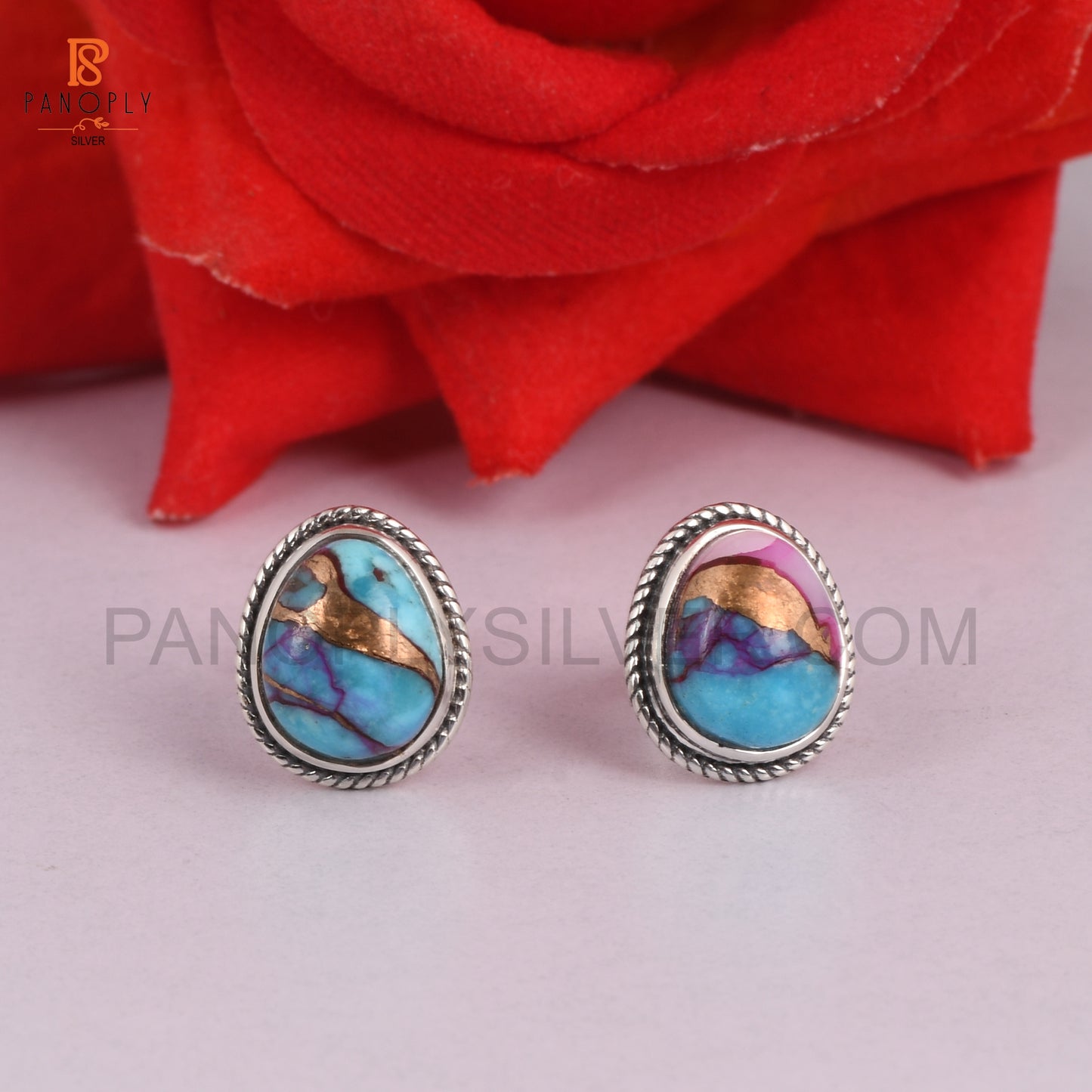 Mojave Purple Oyster Turquoise 925 Silver Earrings