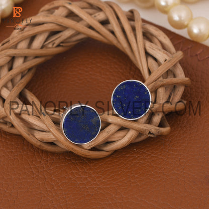 925 Silver Lapis Round Shape Cute Stud Earrings for Girls