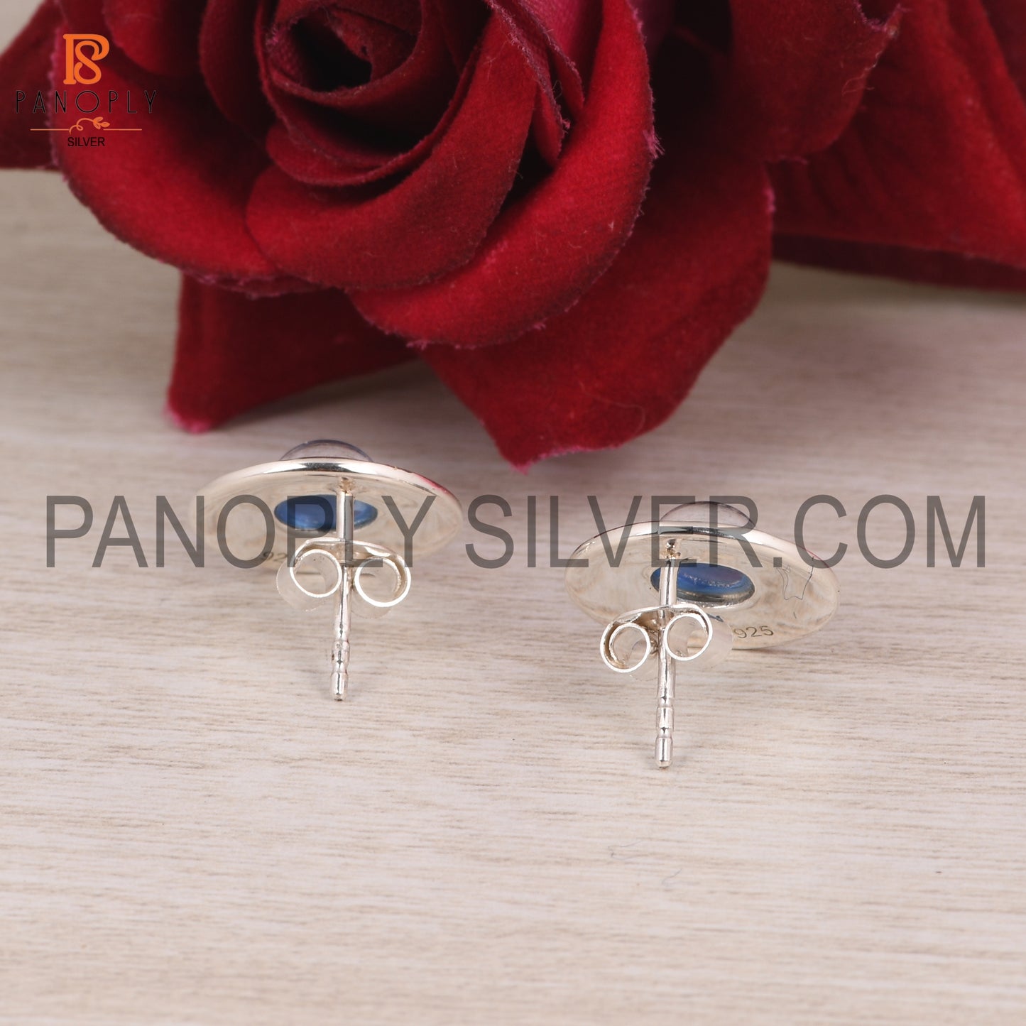 Aurora Opal Blue 925 Silver Celtic Knot Stud Earrings