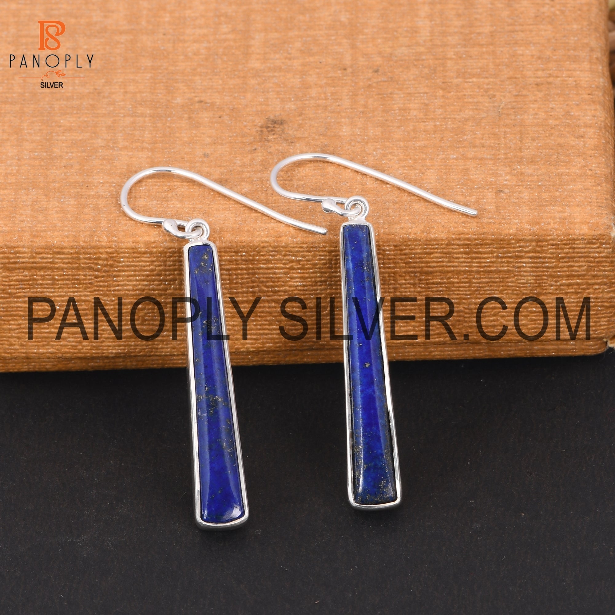 Panploy Taper Shape Long Lapis Stone 925 Silver Wedding Earrings – Panoply Silver