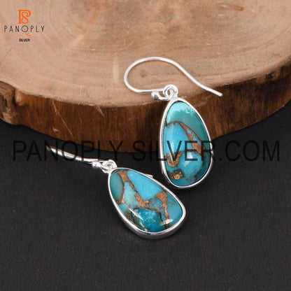 Mojave Copper Turquoise Stone 925 Silver Wedding Earring