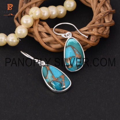 Mojave Copper Turquoise Stone 925 Silver Wedding Earring
