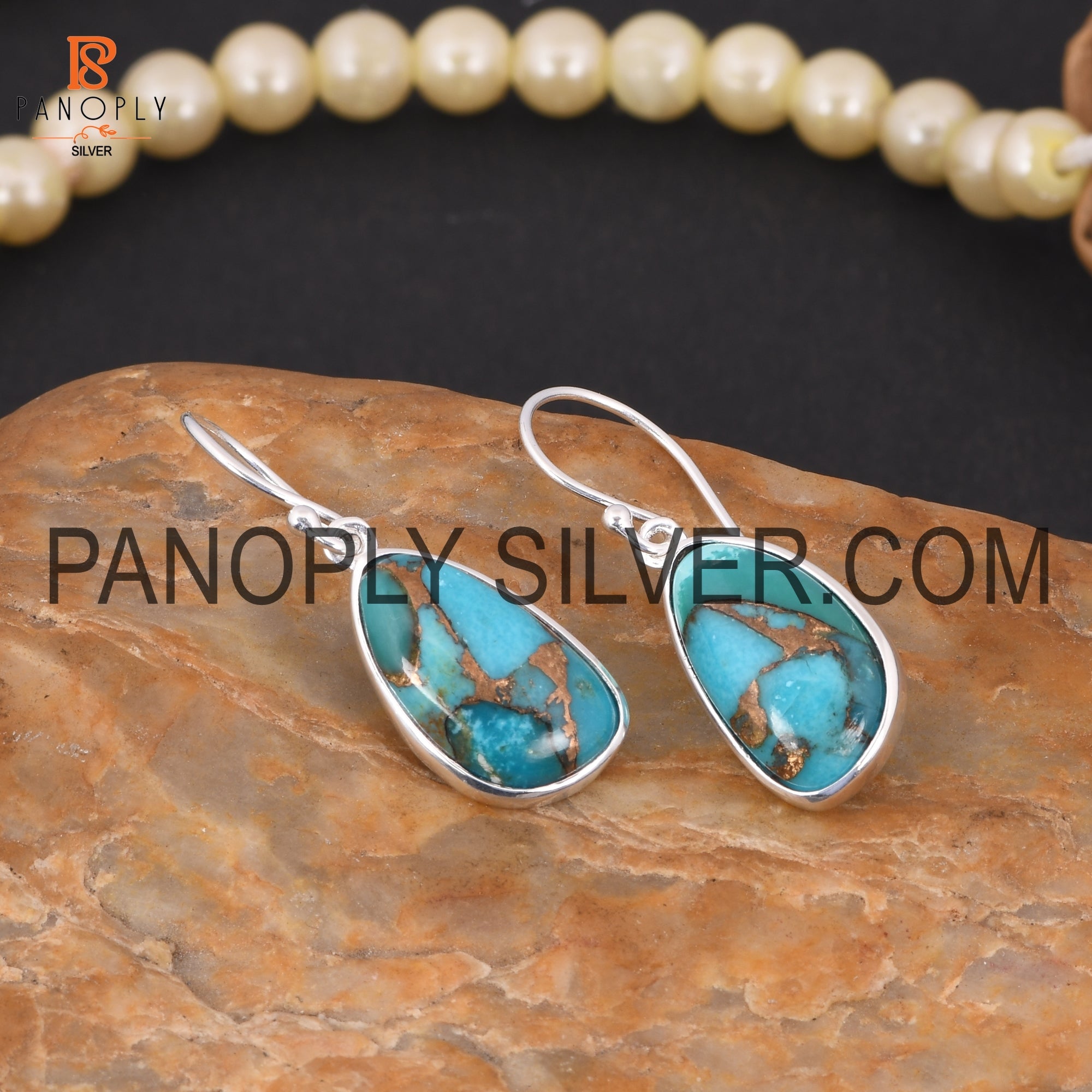 Panploy Mojave Copper Turquoise Stone 925 Silver Wedding Earring – Panoply Silver