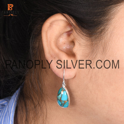 Mojave Copper Turquoise Stone 925 Silver Wedding Earring