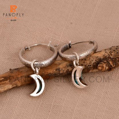 925 Silver Charm Half Moon Hoop Earrings For Women Jewelry