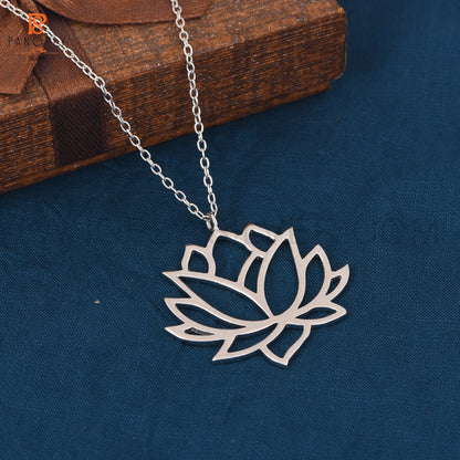 925 Silver Lotus Design Cable Chain Pendant
