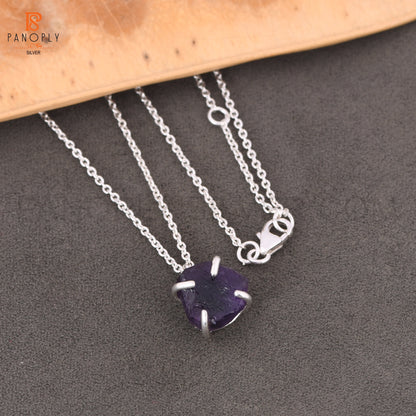 Amethyst Raw Rough Cut Silver Plated 925 Quality Necklaces