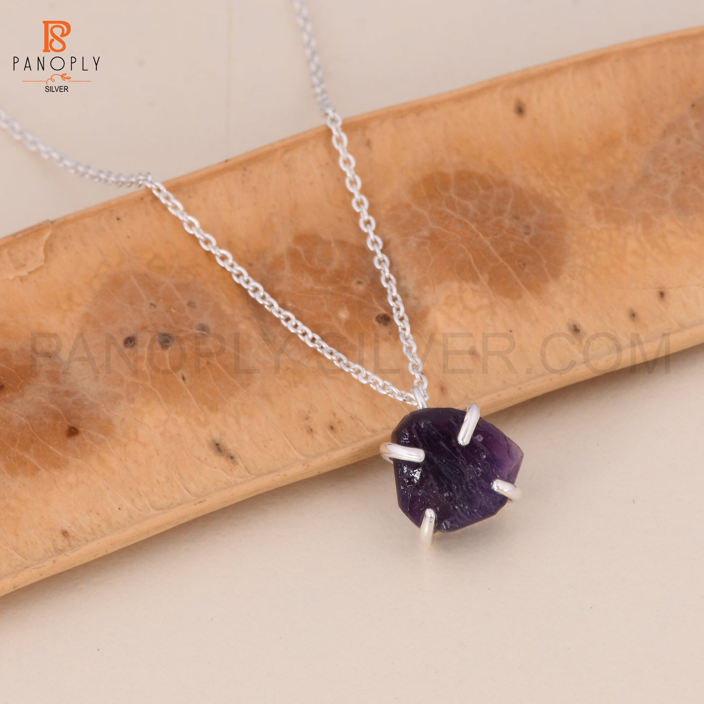 Amethyst Raw Rough Cut Silver Plated 925 Quality Necklaces