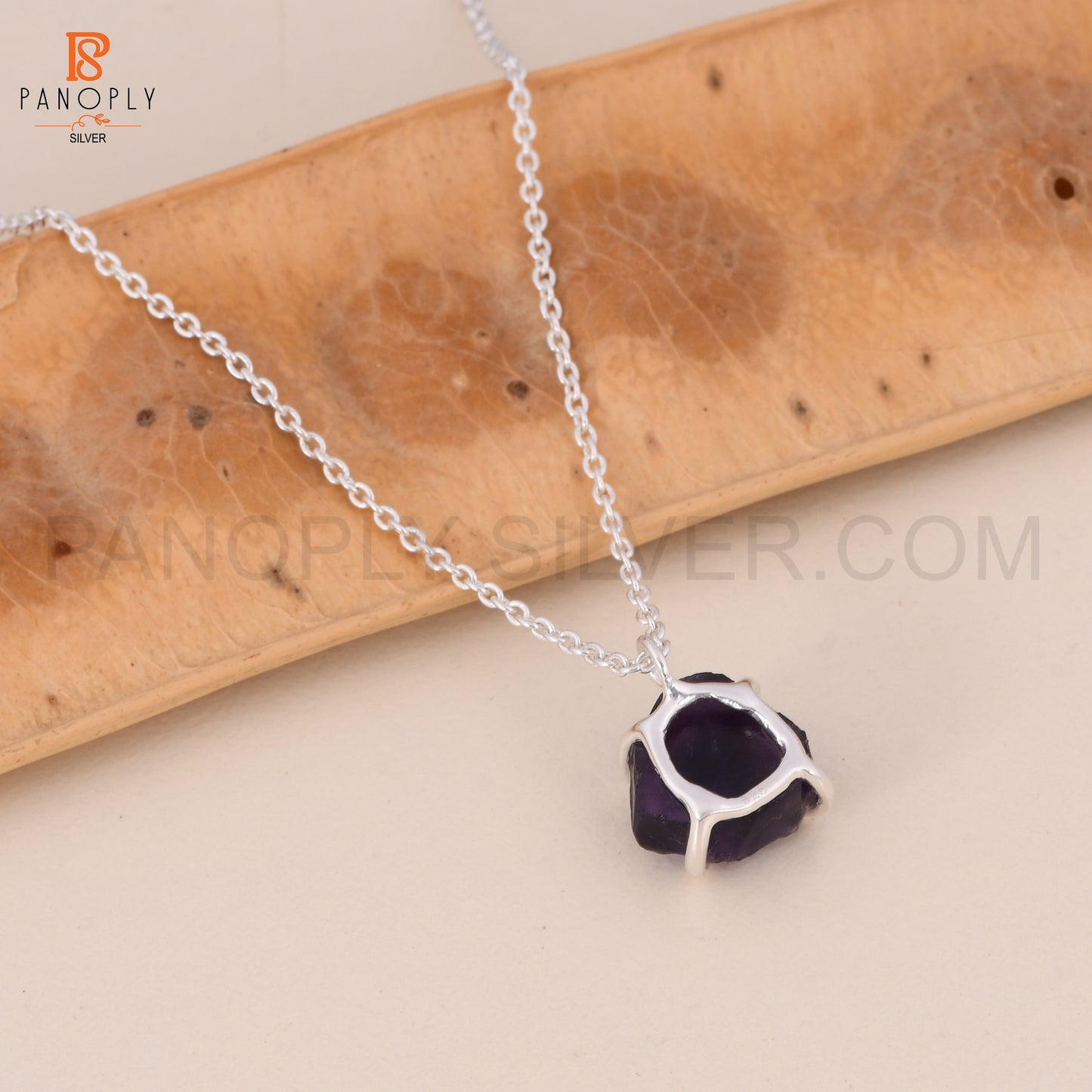 Amethyst Raw Rough Cut Silver Plated 925 Quality Necklaces