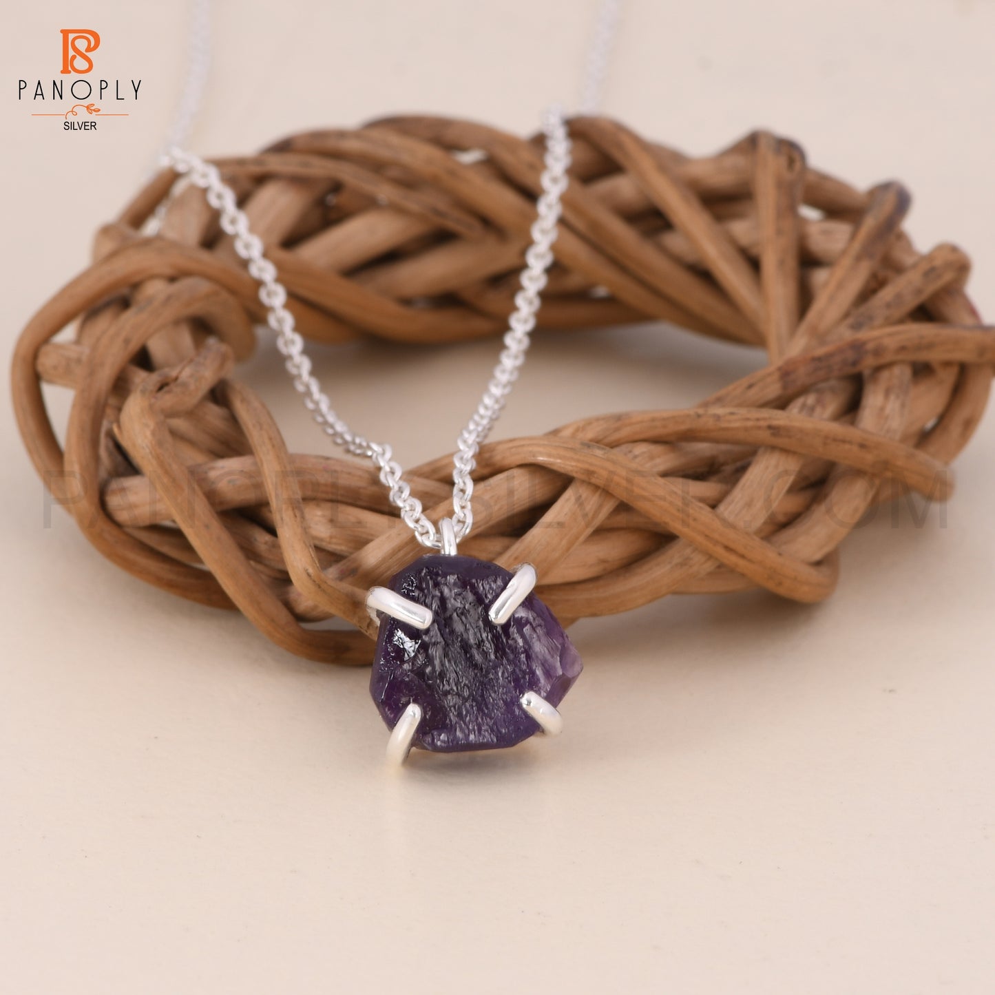 Amethyst Raw Rough Cut Silver Plated 925 Quality Necklaces