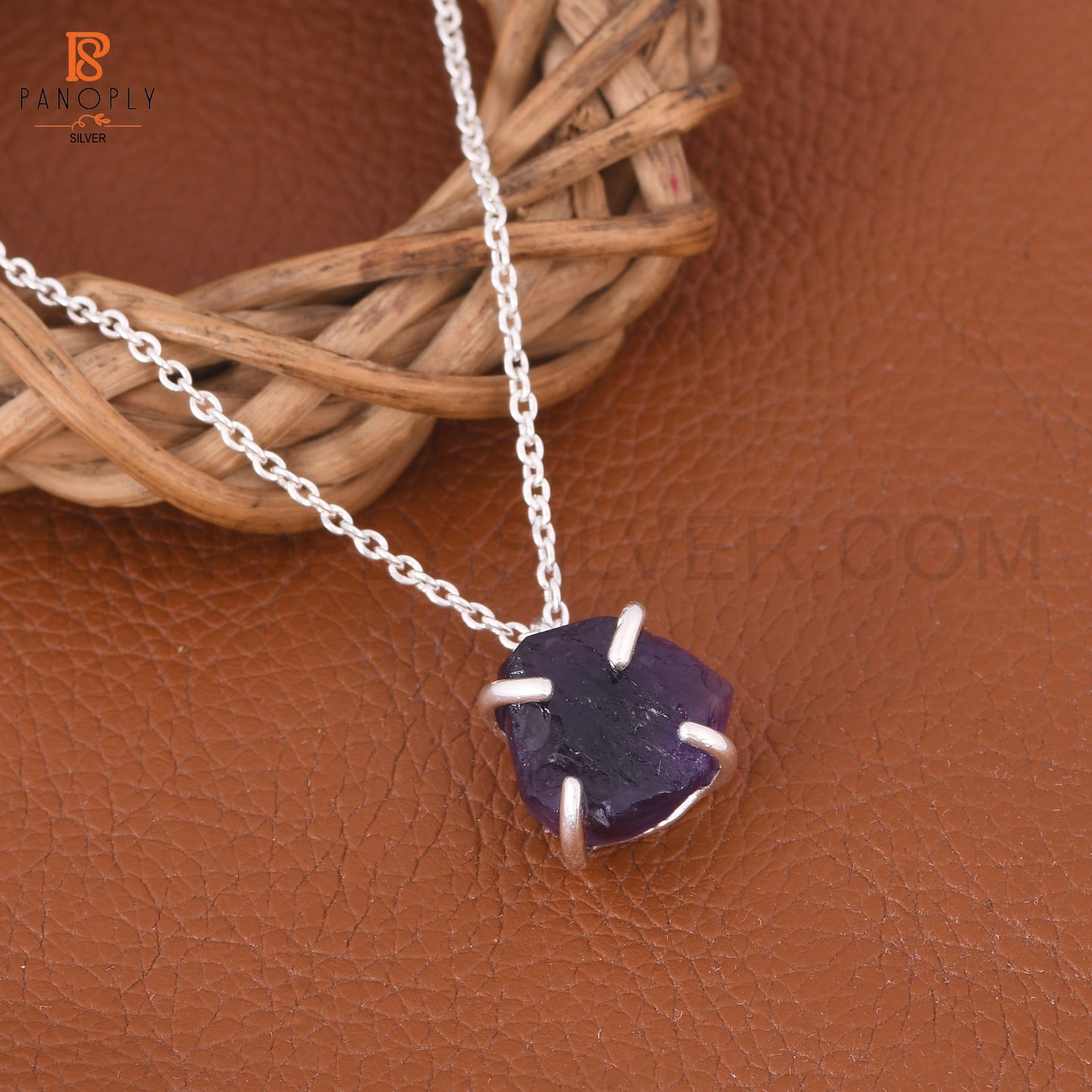 Amethyst Raw Rough Cut Silver Plated 925 Quality Necklaces