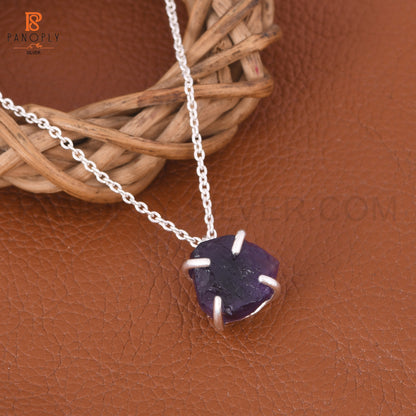Amethyst Raw Rough Cut Silver Plated 925 Quality Necklaces
