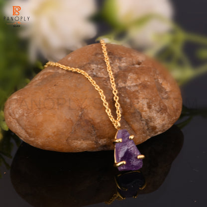 Amethyst Prong Setting Purple Gemstone Handmade Pendant