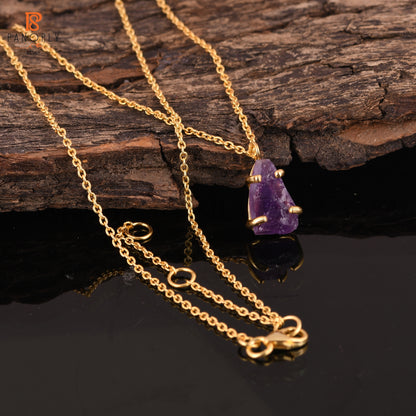 Amethyst Prong Setting Purple Gemstone Handmade Pendant