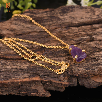 Amethyst Prong Setting Purple Gemstone Handmade Pendant