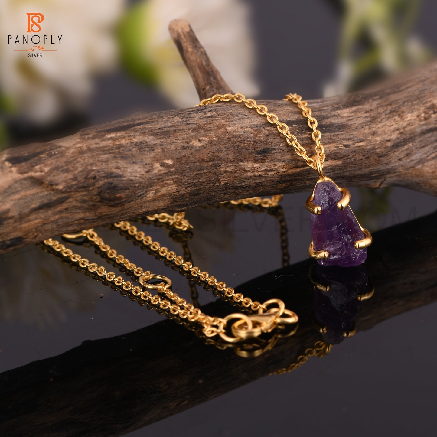 Amethyst Prong Setting Purple Gemstone Handmade Pendant