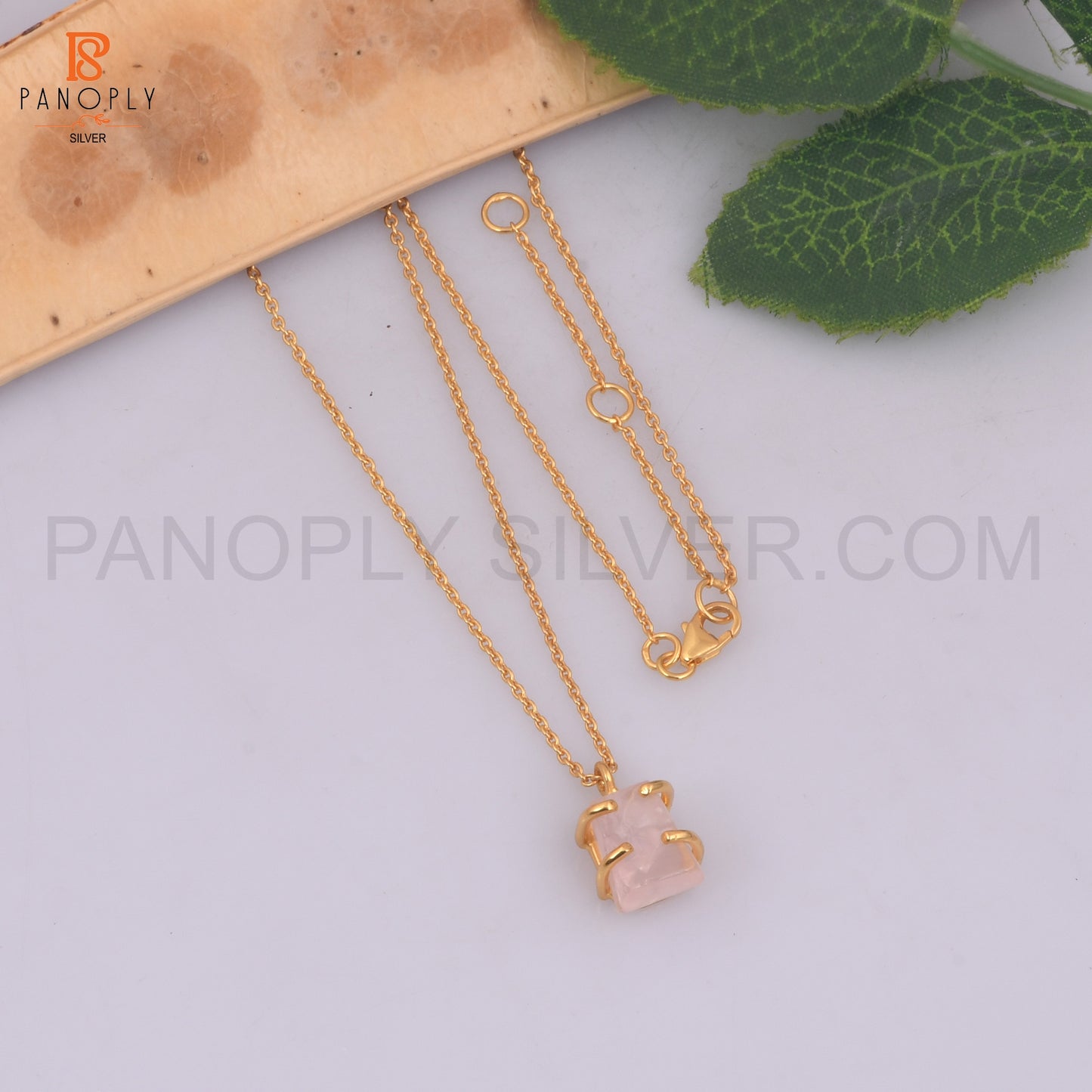 Rose Quartz 18K Gold Plated 925 Quality Pendant & Necklaces