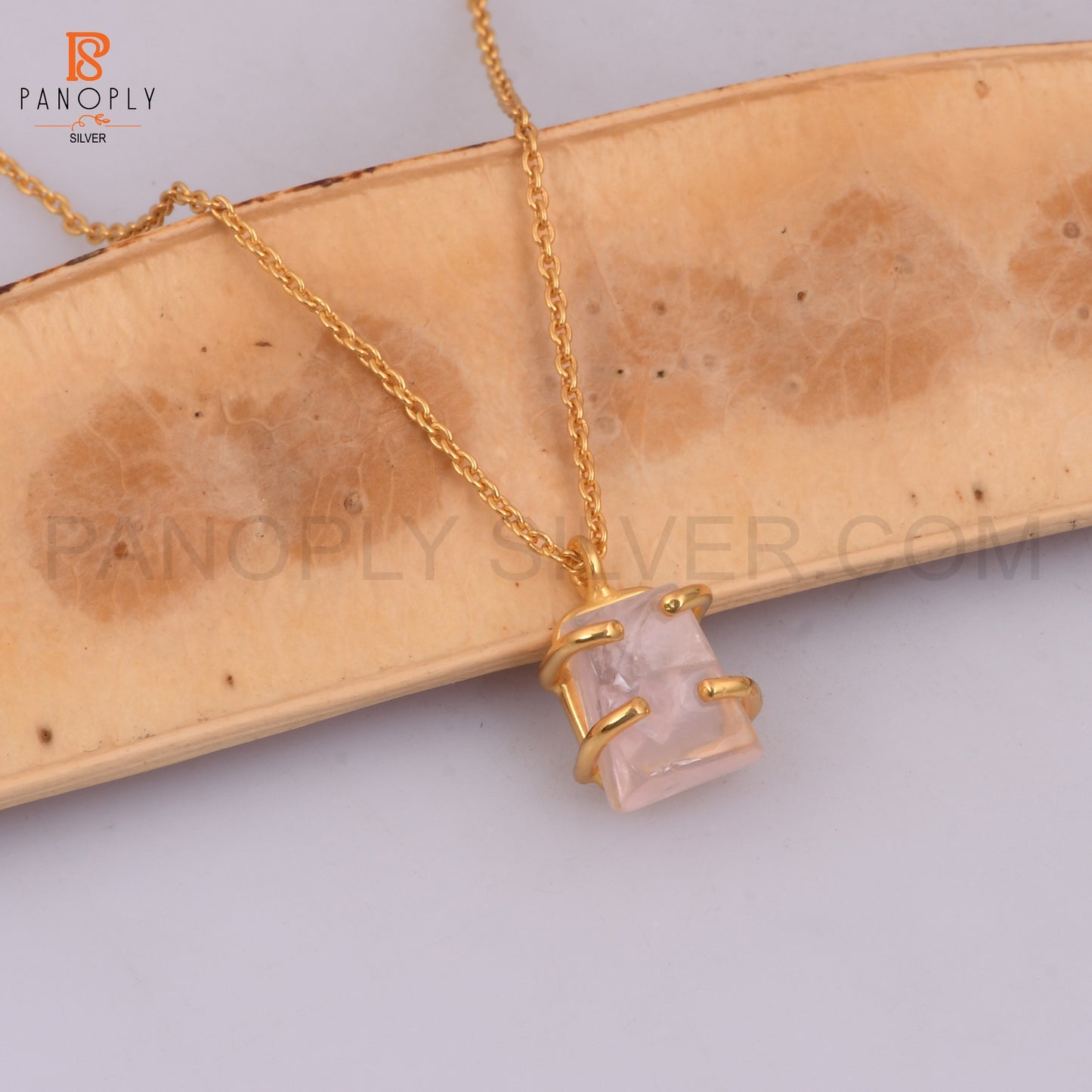 Rose Quartz 18K Gold Plated 925 Quality Pendant & Necklaces