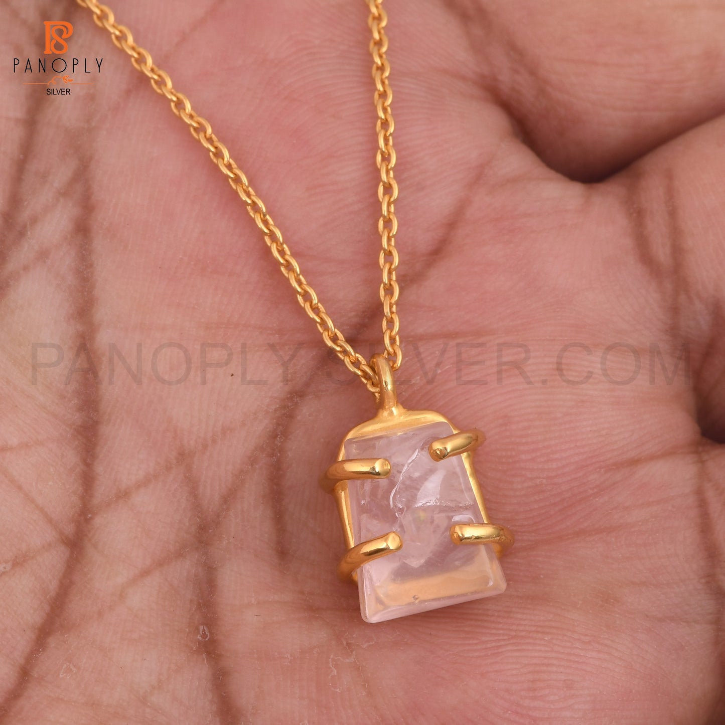 Rose Quartz 18K Gold Plated 925 Quality Pendant & Necklaces