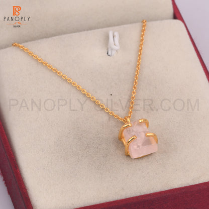 Rose Quartz 18K Gold Plated 925 Quality Pendant & Necklaces