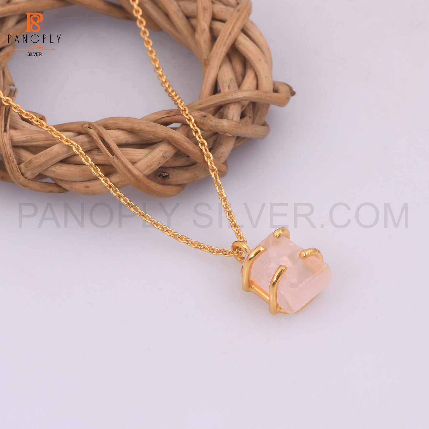 Rose Quartz 18K Gold Plated 925 Quality Pendant & Necklaces