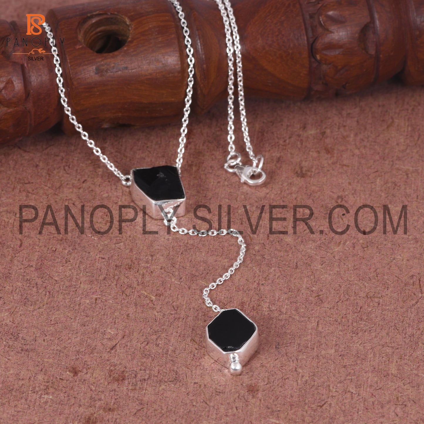 Black Obsidian 925 Quality Rough Silver Necklace's