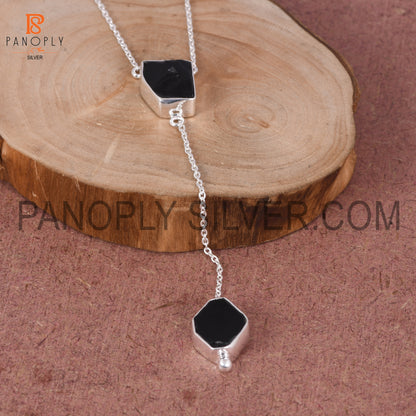 Black Obsidian 925 Quality Rough Silver Necklace's