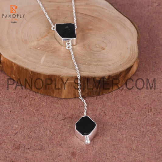 Black Obsidian 925 Quality Rough Silver Necklace's