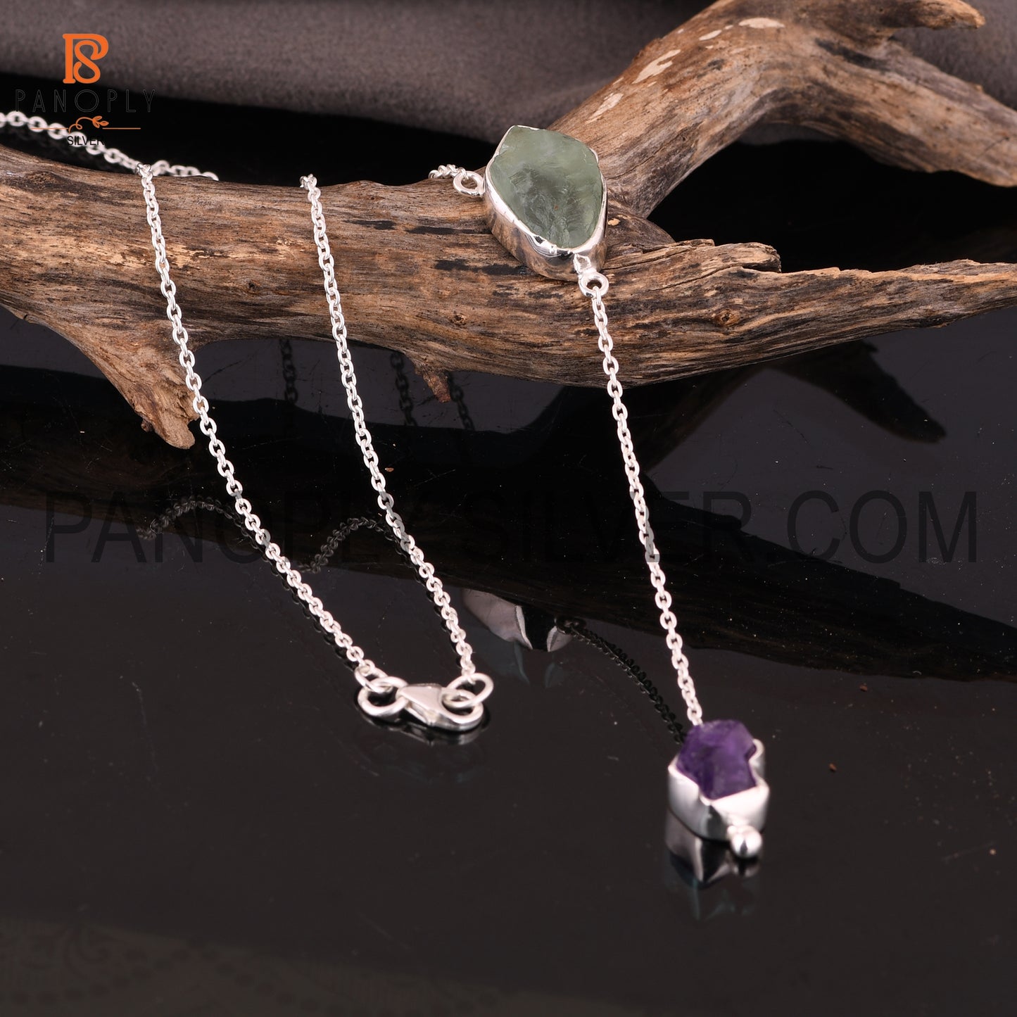 925 Silver Amethyst And Fluorite Set Necklaces